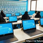 Home 22 미래 경력 다변화를 위한 글로벌 트렌드 - A modern, vibrant digital classroom scene in Pakistan featuring diverse adult learners engaged in on...