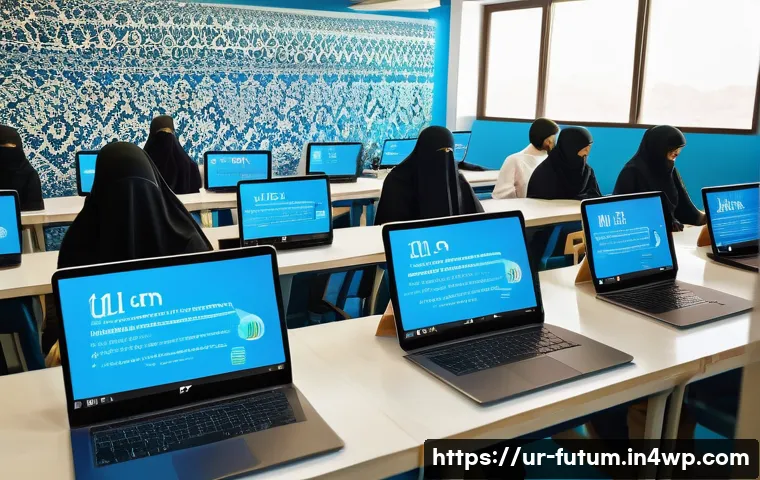 미래 경력 다변화를 위한 글로벌 트렌드 - A modern, vibrant digital classroom scene in Pakistan featuring diverse adult learners engaged in on...